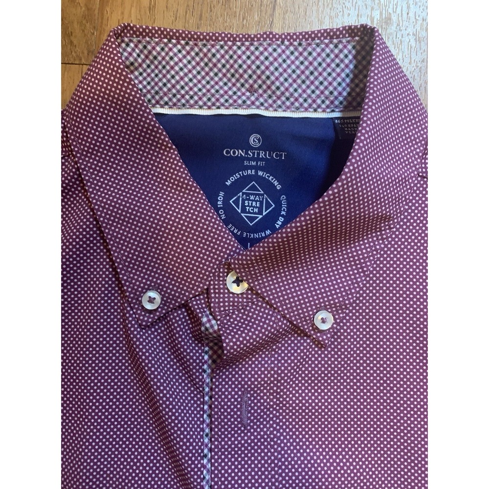 Con.Struct Shirt Mens L 4 Way Stretch Slim Fit Quick Dry Wicking Flip Cuff